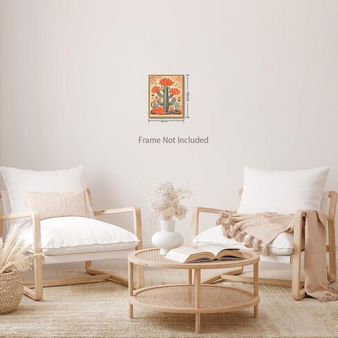KISSFOX Framed Mexican Canvas Wall Art Cactus Desert Plant Poster Prints Vintage Green Pink Orange Botanical Floral Painting Colorful Southwestern Rustic Picture Decor Living Room Bathroom Bedroom in Kuwait