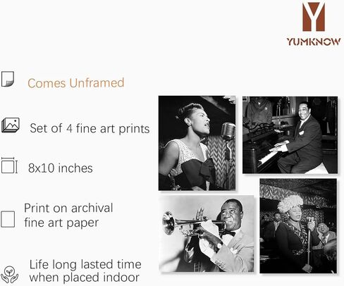 Black History Wall Art Decor - African American Jazz Musicians Pictures - Louis Armstrong Billie Holiday Ella Fitzgerald Duke Ellington - Vintage Famous Jazz Music Poster Print - Gifts Music Classroom in Saudi Arabia