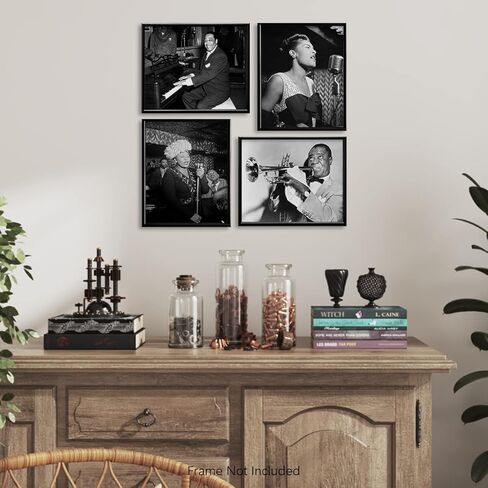 Black History Wall Art Decor - African American Jazz Musicians Pictures - Louis Armstrong Billie Holiday Ella Fitzgerald Duke Ellington - Vintage Famous Jazz Music Poster Print - Gifts Music Classroom in Saudi Arabia