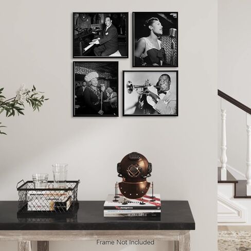 Black History Wall Art Decor - African American Jazz Musicians Pictures - Louis Armstrong Billie Holiday Ella Fitzgerald Duke Ellington - Vintage Famous Jazz Music Poster Print - Gifts Music Classroom in Saudi Arabia