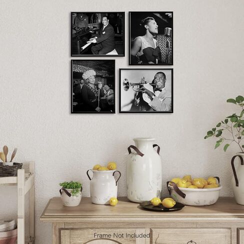 Black History Wall Art Decor - African American Jazz Musicians Pictures - Louis Armstrong Billie Holiday Ella Fitzgerald Duke Ellington - Vintage Famous Jazz Music Poster Print - Gifts Music Classroom in Saudi Arabia