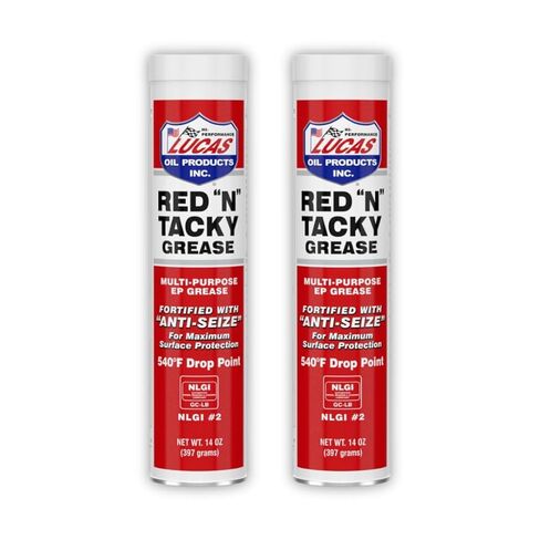 Lucas 10005 Red 'N' Tacky Grease, 14 oz Tub High-Performance Red Lithium Complex Grease for Bearings, Chassis & Heavy-Duty Lubrication (2 Pack) in Saudi Arabia