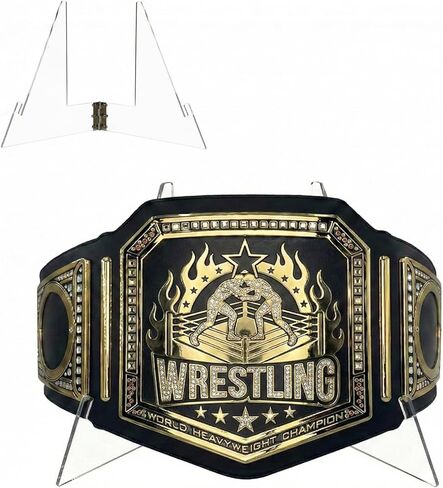 حامل حزام حزام أكريليك ، حامل عرض بطل مصارعة عالية المرونة ، مناسب لأحزمة بطولة كرة القدم المصارعة وأحزمة النسخ المتماثلة الأخرى (9.8 × 9.5 × 4 بوصات) in Kuwait