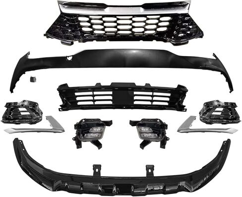 طقم غطاء المصد الأمامي متوافق مع 2023 2024 Kia ​​LX SX SXL X-Line غطاء ممتص الصدمات الهجين 2.5 لتر 1.6 لتر مع الشبكة العلوية والشواية السفلية وأضواء الضباب، مع فتحة خطاف السحب in Kuwait