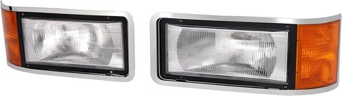 2 Pack Headlight Set Compatible with 1990-2006 Mack CH600 CH612 CH613 CL600 CL700 Clear Amber Lens, Includes Bulbs & Bezels Replace for 8885501, 25163253, 25154252, MK2503100 in Kuwait