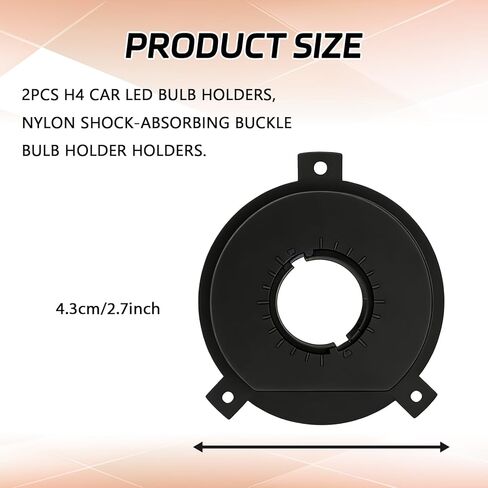 2PCS H4 LED Light Adapter Base Headlight Bulb Sockets Retainers Holder, LED Headlight Adapter H4 Light Bulb Bracket Holder, Nylon Blade Fixed Mount Bulbs Sockets Universal Car Accessory(Black) in Kuwait