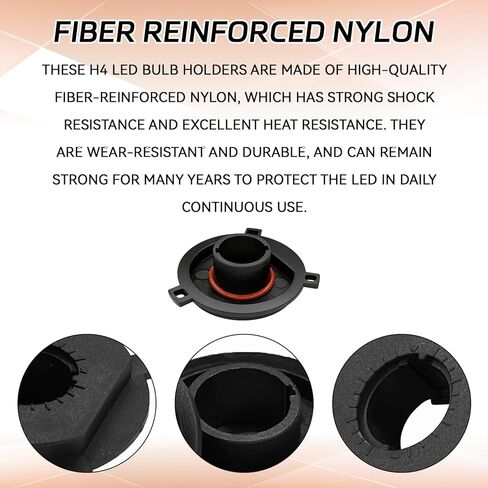 2PCS H4 LED Light Adapter Base Headlight Bulb Sockets Retainers Holder, LED Headlight Adapter H4 Light Bulb Bracket Holder, Nylon Blade Fixed Mount Bulbs Sockets Universal Car Accessory(Black) in Kuwait