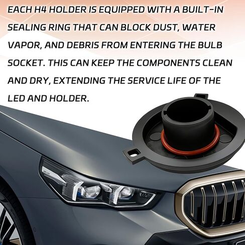 2PCS H4 LED Light Adapter Base Headlight Bulb Sockets Retainers Holder, LED Headlight Adapter H4 Light Bulb Bracket Holder, Nylon Blade Fixed Mount Bulbs Sockets Universal Car Accessory(Black) in Kuwait