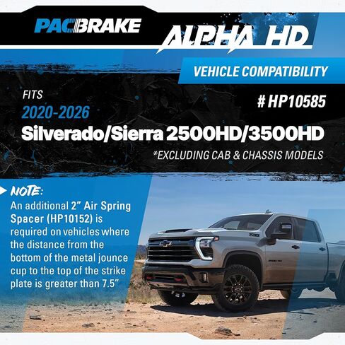 Pacbrake HP10585 ALPHA HD Air Spring Suspension Kit fits 2020-2026 Silverado/Sierra 2500HD/3500HD excluding Cab & Chassis Models | Easy Installation | Corrosion Resistant Roll Plates in Saudi Arabia