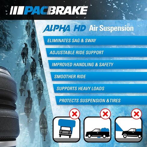 Pacbrake HP10585 ALPHA HD Air Spring Suspension Kit fits 2020-2026 Silverado/Sierra 2500HD/3500HD excluding Cab & Chassis Models | Easy Installation | Corrosion Resistant Roll Plates in Saudi Arabia