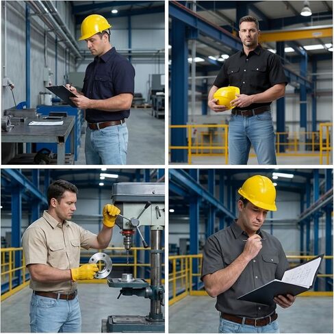 Mens Work Shirt Short Sleeve Durable Button Down Utility Shirts with Two Chest Pockets Wrinkle-Resistant in Saudi Arabia