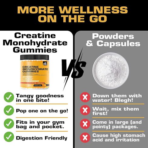 كرياتين مونوهيدرات 5 جم للرجال والنساء - مكمل غذائي خالي من السكر قابل للمضغ - تركيبة محسنة مع L-Taurine Betaine لا مائي Alpha-GPC BCAA 2:1:1 in Kuwait