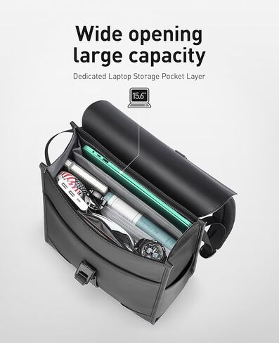 Muzee Slim Laptop Backpack for Men & Women, Leather Commuter Backpack, 15.6" Lightweight Waterproof Anti-Theft Daypack for Office & Casual Outings in Kuwait