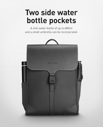 Muzee Slim Laptop Backpack for Men & Women, Leather Commuter Backpack, 15.6" Lightweight Waterproof Anti-Theft Daypack for Office & Casual Outings in Kuwait