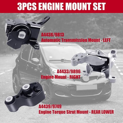 3PCS Engine Motor Mount Set Compatible with 2014-2018 Mazda 3 / CX-5 2.0L, Automatic Transmission, Replaces A4433 A4438 A4439 in Kuwait