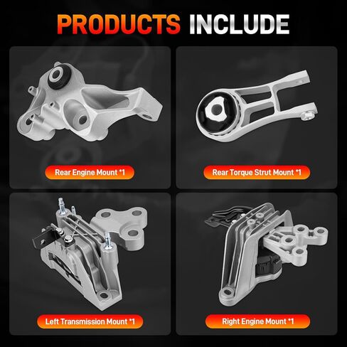 4PCS Engine Motor Mount and Transmission Mount Compatible with 2017-2024 Chrysler Pacifica 2020-2024 Chrysler Voyager, Replace 68224744AB, 68485537AA, 68224742AD, 68224742AC in Kuwait