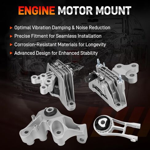 4PCS Engine Motor Mount and Transmission Mount Compatible with 2017-2024 Chrysler Pacifica 2020-2024 Chrysler Voyager, Replace 68224744AB, 68485537AA, 68224742AD, 68224742AC in Kuwait