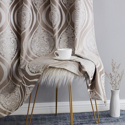 HLC.ME Montero Damask 100% Blackout Heavy Thermal Insulated Energy Savings Heat/Cold Blocking Grommet Curtain Panels for Bedroom & Living Room - 52 W x 84 L per Panel, Dark Charcoal Grey (Pack of 2) in Kuwait