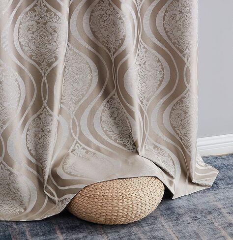 HLC.ME Montero Damask 100% Blackout Heavy Thermal Insulated Energy Savings Heat/Cold Blocking Grommet Curtain Panels for Bedroom & Living Room - 52 W x 84 L per Panel, Dark Charcoal Grey (Pack of 2) in Kuwait