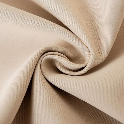 INLINAS Beige Blackout Curtains with Sheer Overlay - Back Tab and Rod Pocket Thermal and Noise Reduction Panels for Bedroom and Living Room Light Blocking and Energy Saving, 52 x 63 Inches, Set of 2 in Kuwait