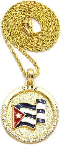 Fashion 21 Cuba Flag Pendant 24" Various Chain Necklace in Gold, Silver Tone in Kuwait