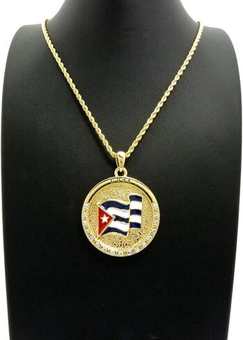 Fashion 21 Cuba Flag Pendant 24" Various Chain Necklace in Gold, Silver Tone in Kuwait
