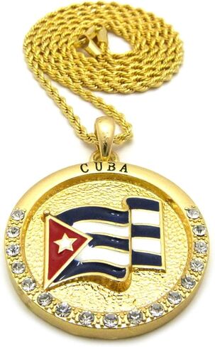 Fashion 21 Cuba Flag Pendant 24" Various Chain Necklace in Gold, Silver Tone in Kuwait