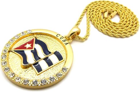Fashion 21 Cuba Flag Pendant 24" Various Chain Necklace in Gold, Silver Tone in Kuwait