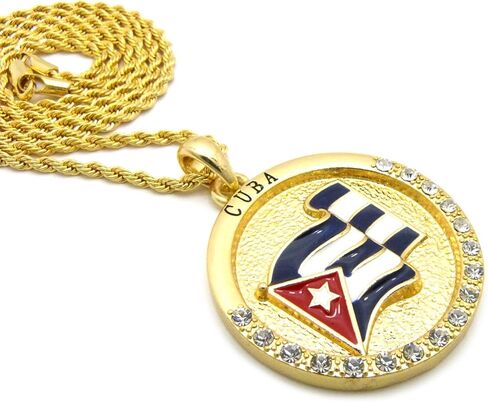 Fashion 21 Cuba Flag Pendant 24" Various Chain Necklace in Gold, Silver Tone in Kuwait