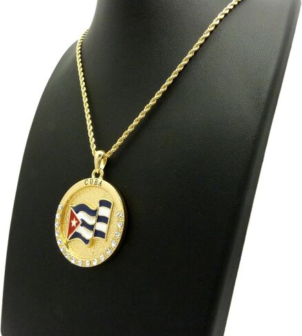 Fashion 21 Cuba Flag Pendant 24" Various Chain Necklace in Gold, Silver Tone in Kuwait