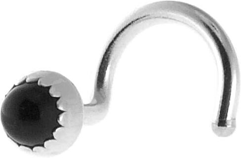 حلقات أنف من الفضة الإسترلينية على شكل حلقات أنف، 18-20 GA ثقب مفتاح الأنف للنساء والرجال مصنوع يدويًا (18 GA | الجانب الأيمن | برغي، عقيق أسود 3 مم) in Kuwait