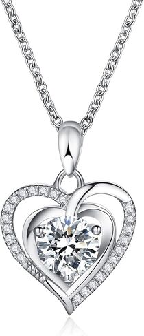 IMOLOVE Heart Pendant Necklaces for Women 925 Sterling Silver with 1-2CT Moissanite Solitaire Jewerly for Women in Kuwait