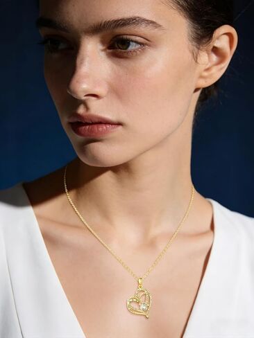 14K Gold Dog Breed Paw Print Necklace For Women Simulated Diamond Paw Heart Pendant Necklace Memorial Jewelry Gift For Dog Mom Lovers Birthday Valentine's Mother's Day Christmas in Saudi Arabia