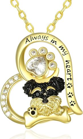 14K Gold Dog Breed Paw Print Necklace For Women Simulated Diamond Paw Heart Pendant Necklace Memorial Jewelry Gift For Dog Mom Lovers Birthday Valentine's Mother's Day Christmas in Saudi Arabia