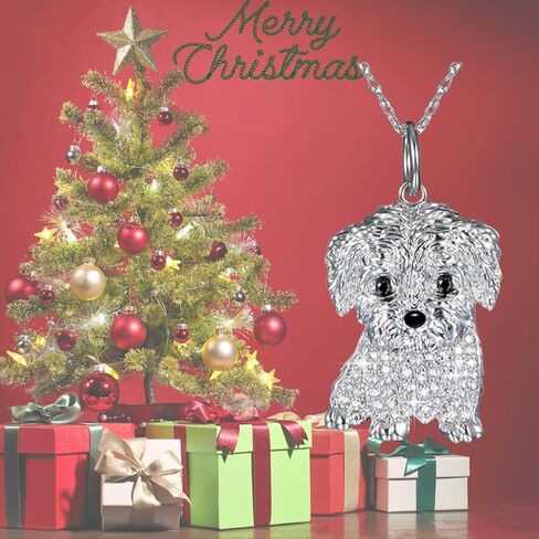 Cute Crystal Maltese Dog Pendant Necklace for Women Cartoon Animal Dog Necklace Pets Lover Jewelry in Saudi Arabia
