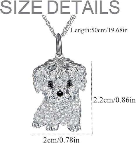 Cute Crystal Maltese Dog Pendant Necklace for Women Cartoon Animal Dog Necklace Pets Lover Jewelry in Saudi Arabia