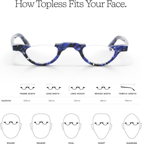 eyebobs Topless Unisex Premium Readers, Tokyo Tortoise Front with Black Temples, 3.00 Magnification in Saudi Arabia