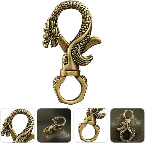 Veemoon 3 Pack Dragons Key Ring Vintage Chinese Dragon Key Pendant Retro Brass China Keychain Feng Shui Ring Good Luck Holder Car Backpack Decorative Pendant in Saudi Arabia