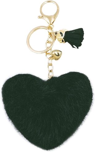 Jtkdxqs بوم بوم المفاتيح لينة الاصطناعي الأرنب الفراء أفخم رقيق حلقة رئيسية شكل قلب شرابة سلاسل المفاتيح للنساء in Kuwait