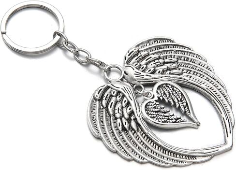 PHAETON 15PCS Silver Big Size Angel Wings Charms Keychain Double Angel Wings Key Ring for Memorial Keyring Religious Gifts Memorial Decorations in Saudi Arabia