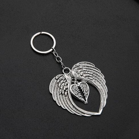 PHAETON 15PCS Silver Big Size Angel Wings Charms Keychain Double Angel Wings Key Ring for Memorial Keyring Religious Gifts Memorial Decorations in Saudi Arabia