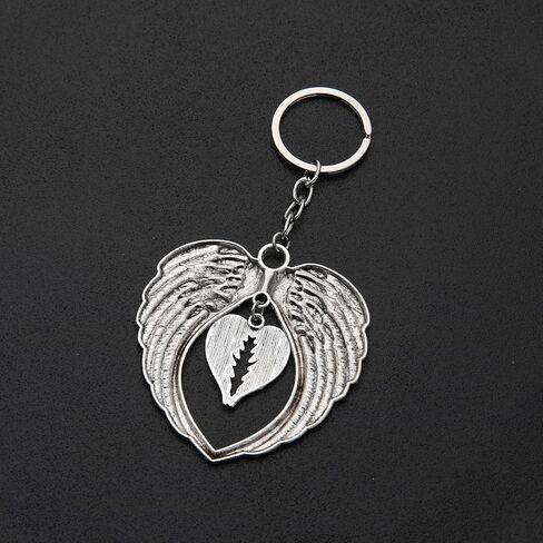 PHAETON 15PCS Silver Big Size Angel Wings Charms Keychain Double Angel Wings Key Ring for Memorial Keyring Religious Gifts Memorial Decorations in Saudi Arabia