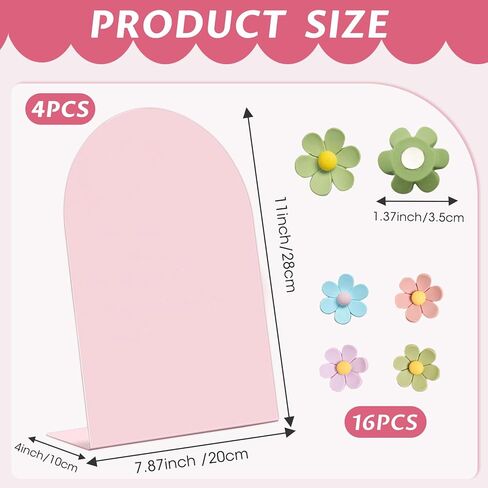 4 Pcs Magnet Board 11x7.8 Inch, Pink Magnetic Bulletin Board, Metal Magnet Display Stand with Easel Stand Tabletop Memo Display Board for Memos, Photos，Home, School, Kitchen, Office in Kuwait