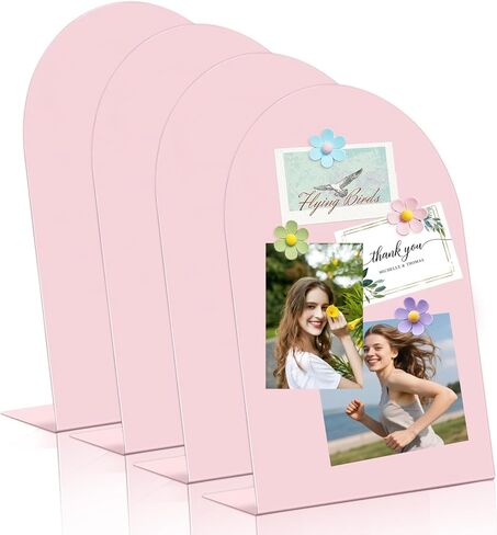 4 Pcs Magnet Board 11x7.8 Inch, Pink Magnetic Bulletin Board, Metal Magnet Display Stand with Easel Stand Tabletop Memo Display Board for Memos, Photos，Home, School, Kitchen, Office in Kuwait