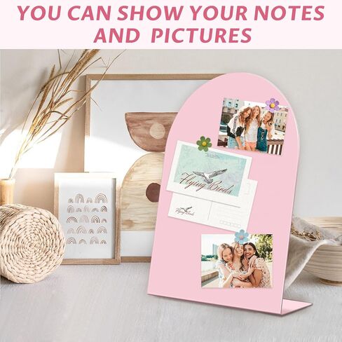 4 Pcs Magnet Board 11x7.8 Inch, Pink Magnetic Bulletin Board, Metal Magnet Display Stand with Easel Stand Tabletop Memo Display Board for Memos, Photos，Home, School, Kitchen, Office in Kuwait