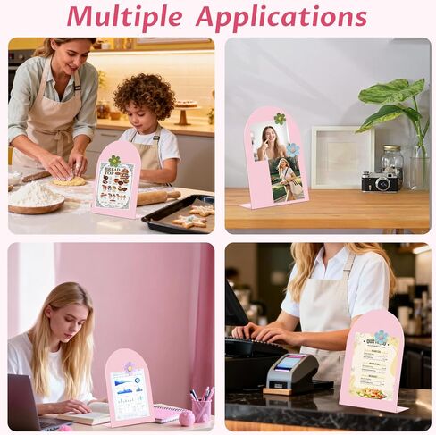 4 Pcs Magnet Board 11x7.8 Inch, Pink Magnetic Bulletin Board, Metal Magnet Display Stand with Easel Stand Tabletop Memo Display Board for Memos, Photos，Home, School, Kitchen, Office in Kuwait