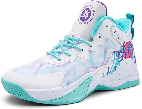 Men Basketball Shoes Lightweight Breathable Training Shoes with Anti-Slip Rubber Soles Suitable Indoor Outdoor Sports in Kuwait