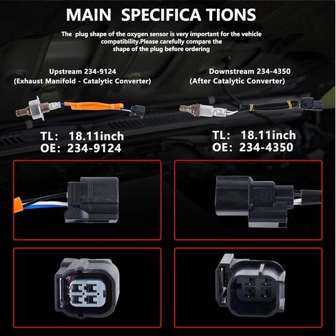 2Pcs O2 Oxygen Sensor 234-9124 234-4350 Upstream Downstream Compatible with Honda Civic 2006-2015 DX EX LX GX EX-L LX-S HF SE 1.8L L4 1799cc, Replace # 234-9124 234-4350, 36531-RNA-J01 36532-RNA-A01 in Saudi Arabia