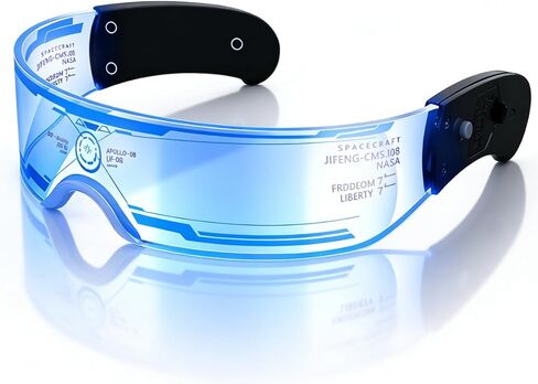 LED Light Up Glasses Cyberpunk 7 Colors 4 Modes Glow Party Glasses, Futuristic Neon Luminous Rave Cosplay in Saudi Arabia