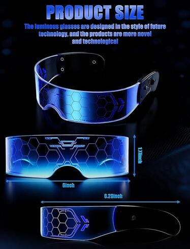 نظارات مضيئة بإضاءة LED Cyberpunk 7 ألوان و4 أوضاع نظارات حفلات متوهجة، نيون مستقبلي مضيء كوسبلاي in Kuwait